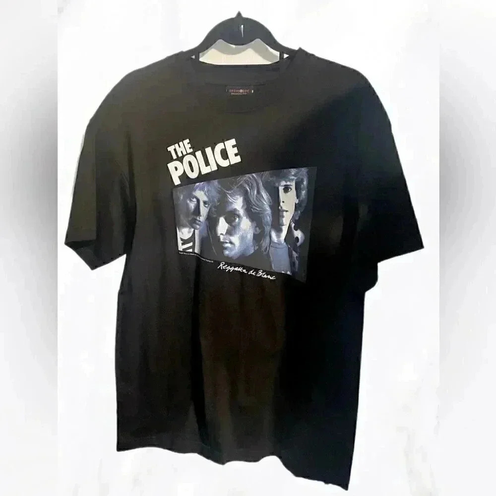 2007 licensed black “”the police” casual unisex short sleeve oversized tshirt L
